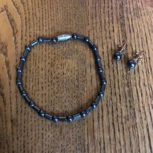 Hematite bracelet & Hematite Stud Earrings $15 for the set.